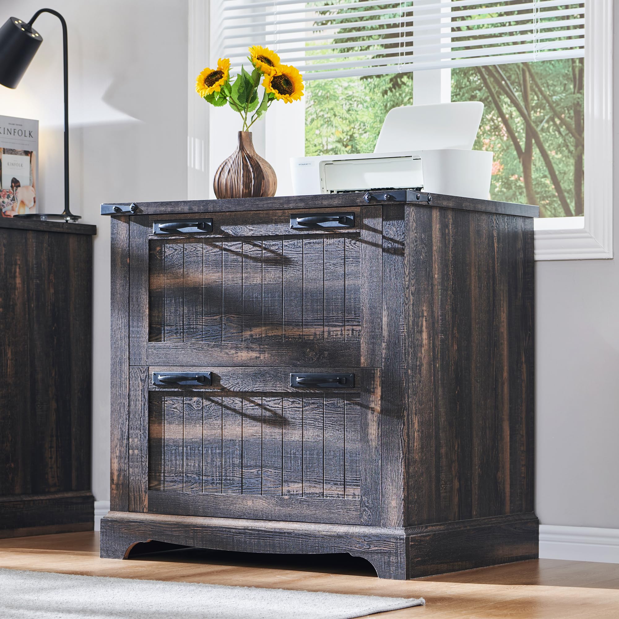 File Cabinet with 2 Drawers, Farmhouse 30" Filing Cabinets