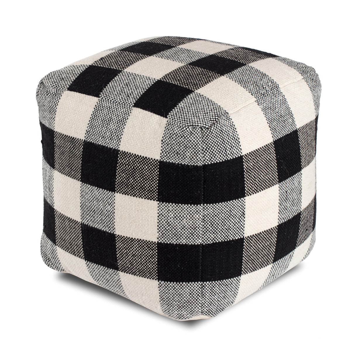 Square Pouf , 20" x 20" x 20", B&W Geometric