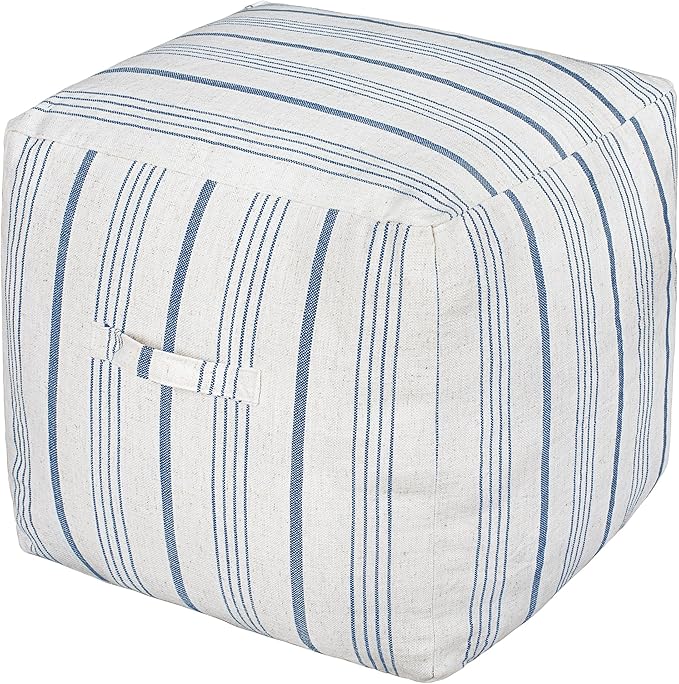 Unstuffed Farmhouse Pouf Cover for Living Room, Storage Bean Bag Cubes