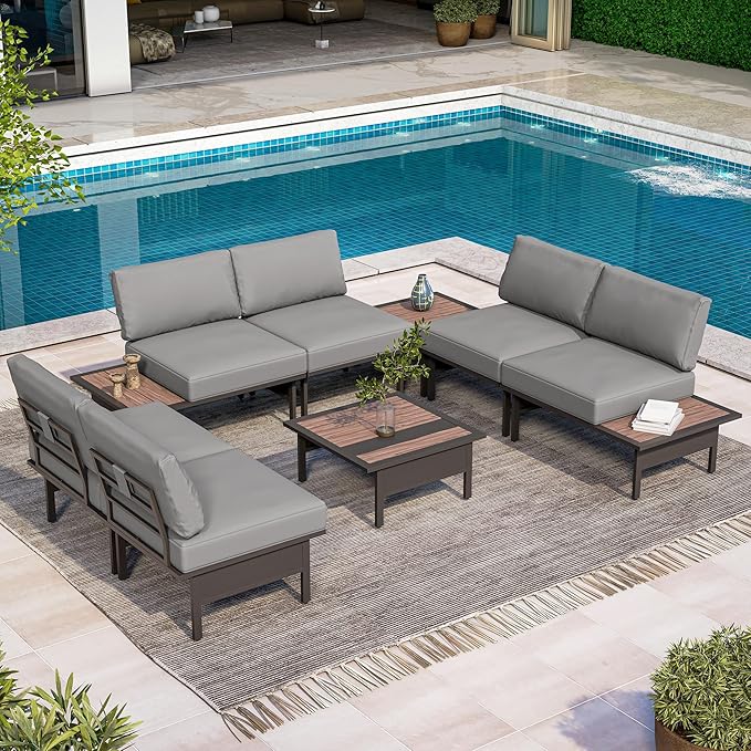 6 Pieces Patio Furniture Set, Outdoor Metal Frame Patio Conversation Sets