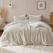 Fluffy Comforter Set King - Ultra Soft Faux Fur Comforter, Linen Comforter Set King Size