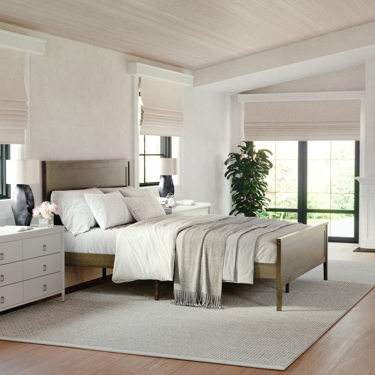 Corbin Solid Wood Platform Bed with Wooden Headboard