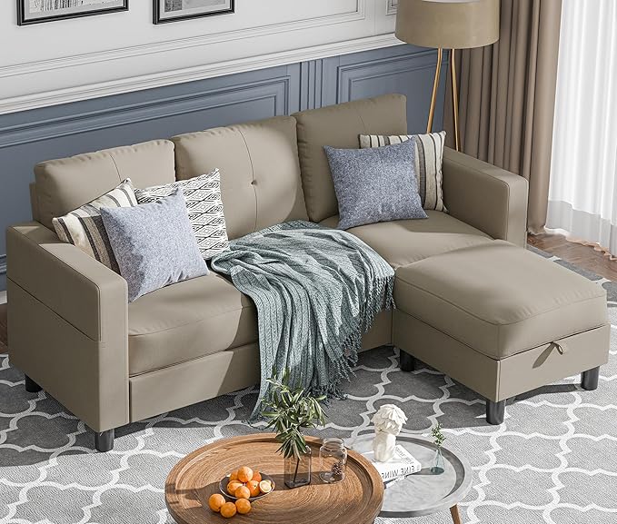 Sectional Couches for Living Room, Small L Shaped Couch Sofa with Ottoman