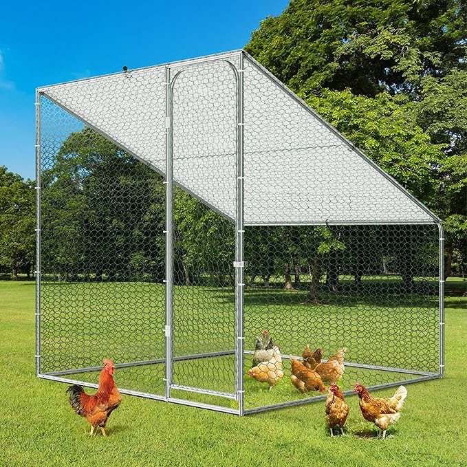 SafeRoost Metal Chicken Coop – Waterproof Outdoor Pen with PVC Mesh