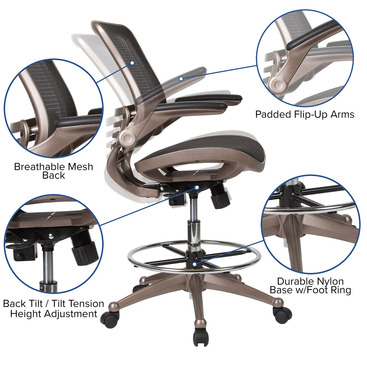 Waylon Mid-Back Mesh Office Chair with Adjustable Foot Ring