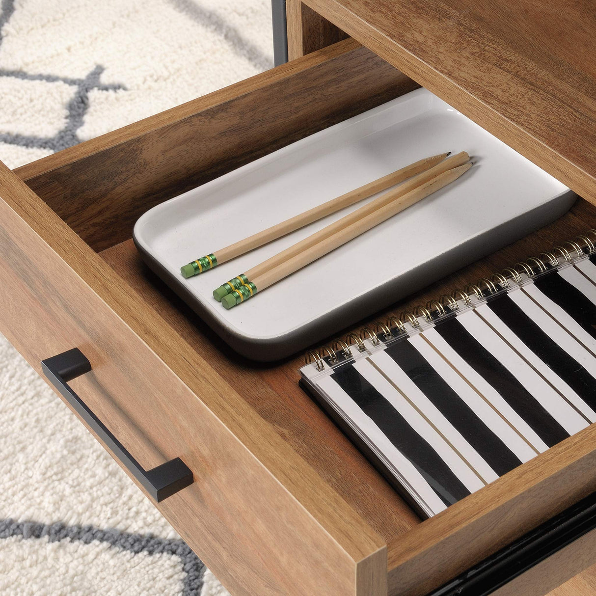 Tremont Row Modern L-Shaped Desk with Storage, Sindoori Mango Finish