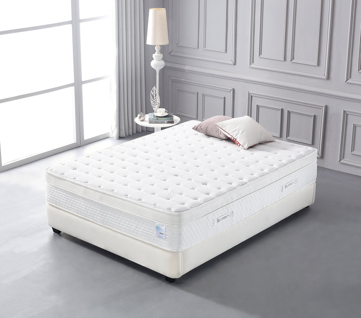 Oliver Smith - Organic Cotton - 16 Inch - Deluxe Sleep - Plush Euro Pillow Top - Cool Memory Foam & Pocket Spring Mattress