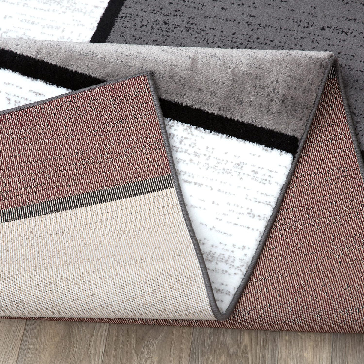 Modern Geometric Red Area Rug 5'3" x 7'3" - Non-Shedding