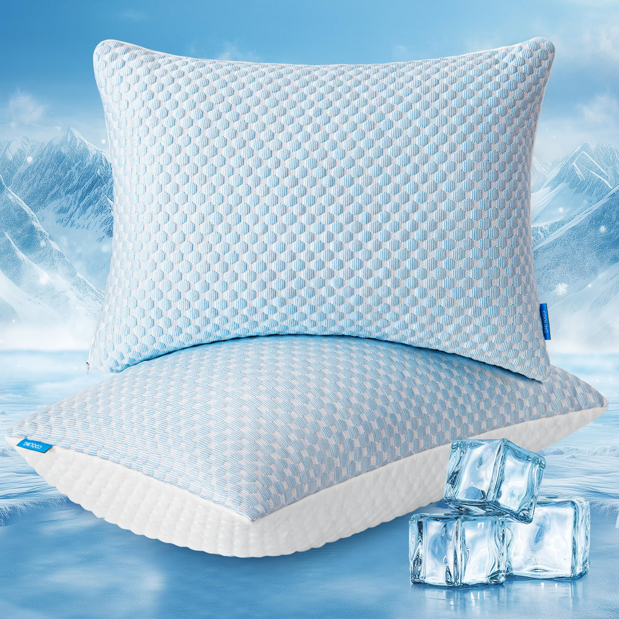 Firm Pillow Shredded Memory Foam Queen Size Set of 2,Cooling Bed Pillows for Sleeping 2 Pack