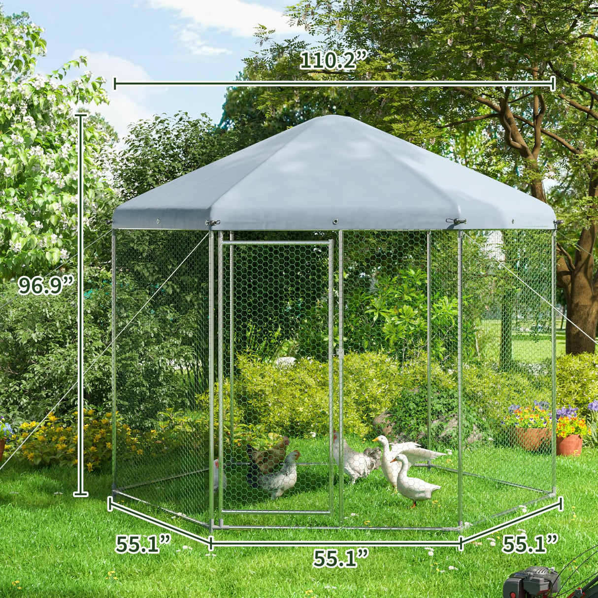 Chicken Coop,Large Metal Chicken Run Pen Suitable