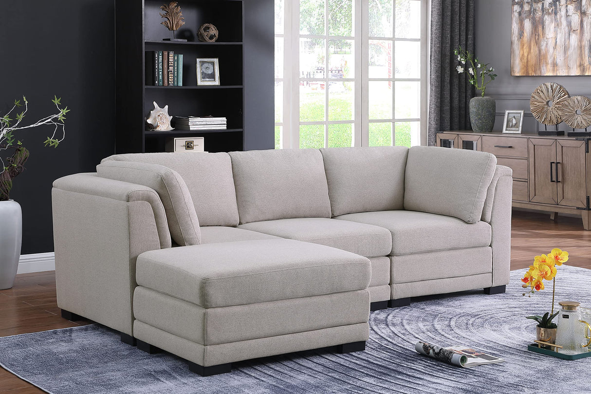 Modular Sectional Sofa with Ottoman, Reversible L-Shaped Couch W/Removable Cushions