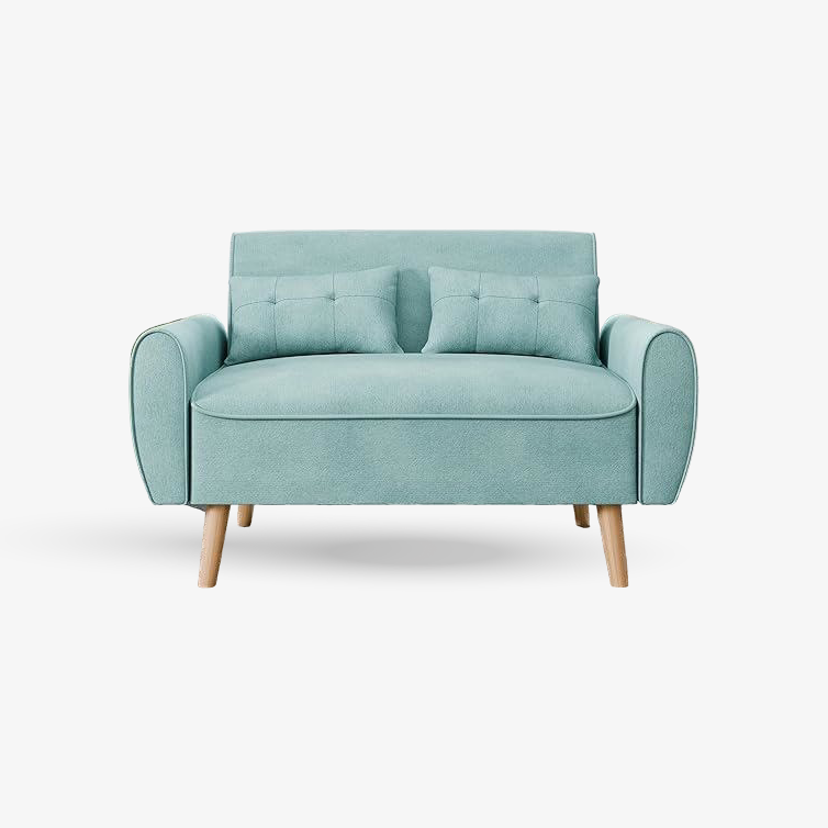 47" Small Modern Loveseat Sofa, Mid Century Linen Fabric 2-Seat Sofa