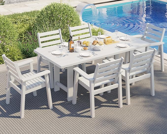 5 PCS Outdoor Dining Set with 4 Chairs, 36.8'' HDPE Outdoor Table and Chairs