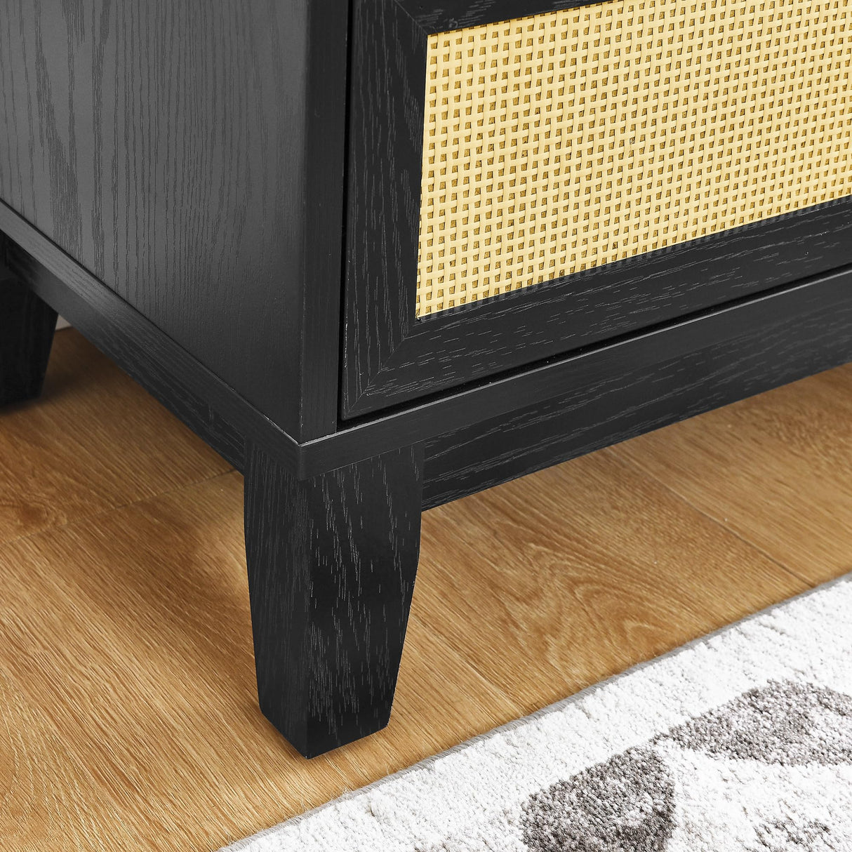 5 Drawers Dresser for Bedroom, 50'' Tall Rattan Dresser, Boho Chest of Drawers with Gold