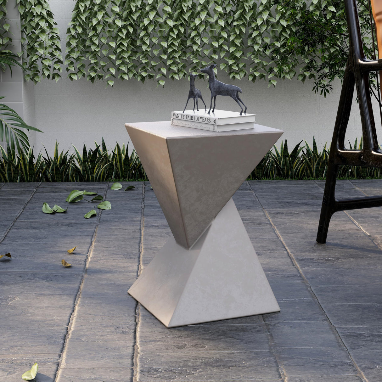 Modern Side Table Square Fiberstone Accent End Stool for Home