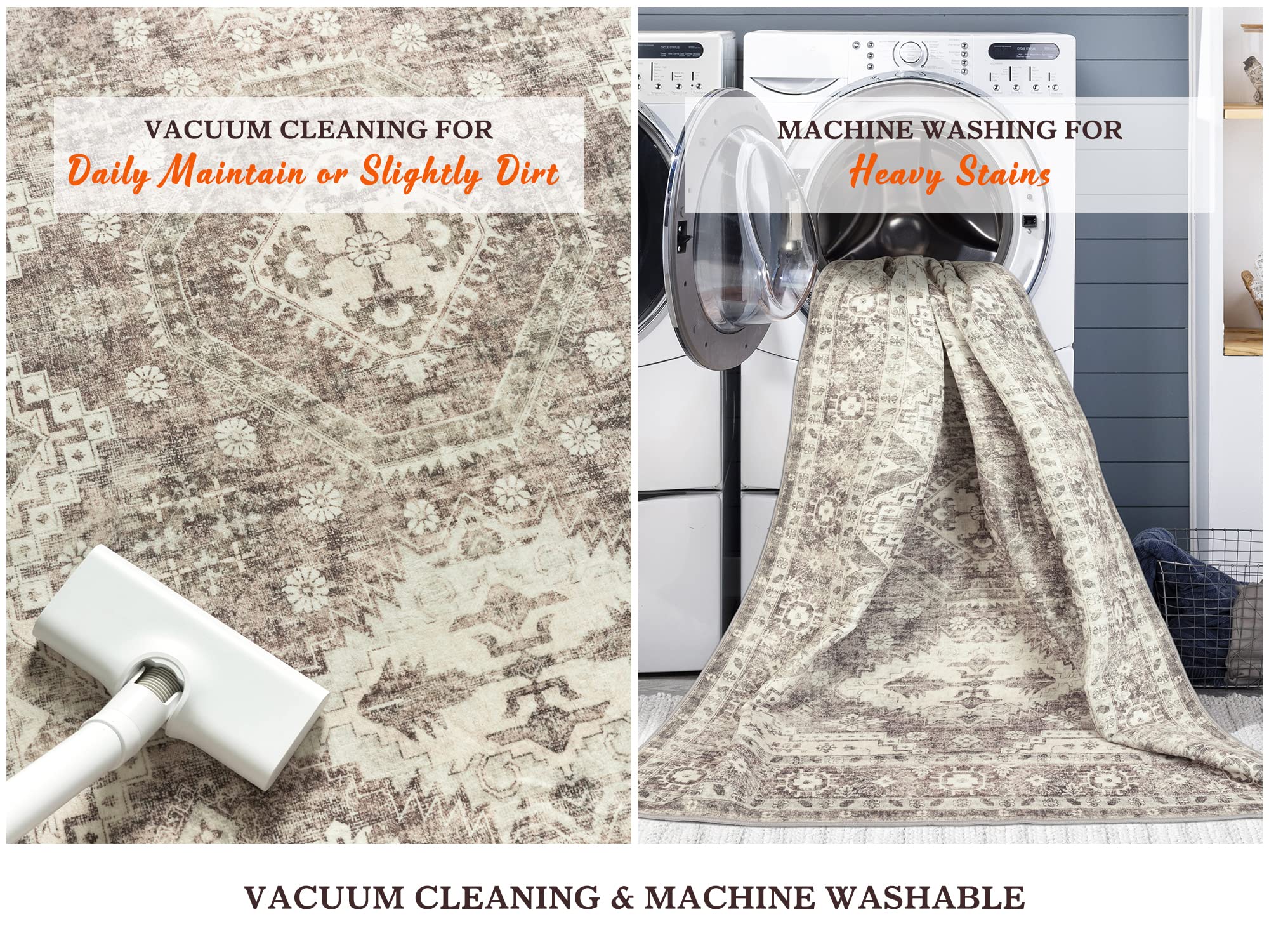 9x12 Area Rug - Stain Resistant Washable Rug, Anti Slip Backing Rugs for Living Room,