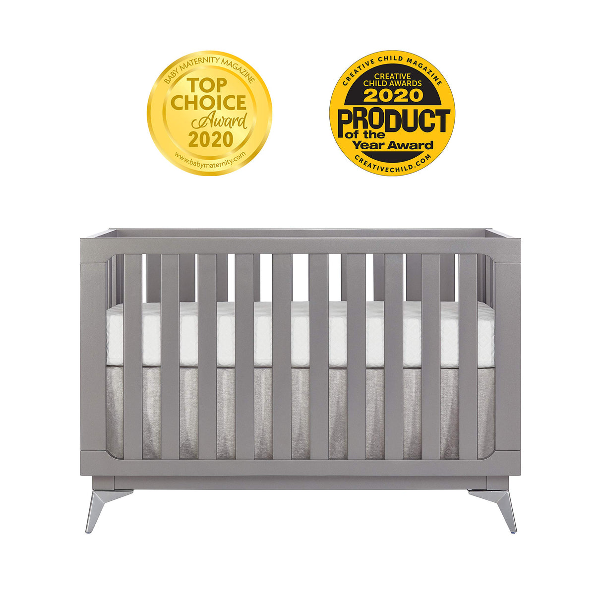 Harper 4-In-1 Convertible Crib In Storm Grey, Greenguard Gold & JPMA Certified, 3 Mattress Height Settings