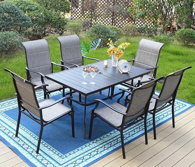 5 Piece Outdoor Round Dining Table Set for 4, 42” Metal Dining Table