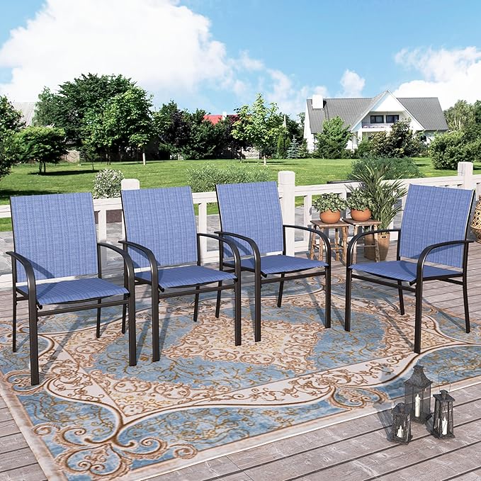 Patio Dining Chairs Set of 6, 36" Textilene Fabric Outdoor Chair
