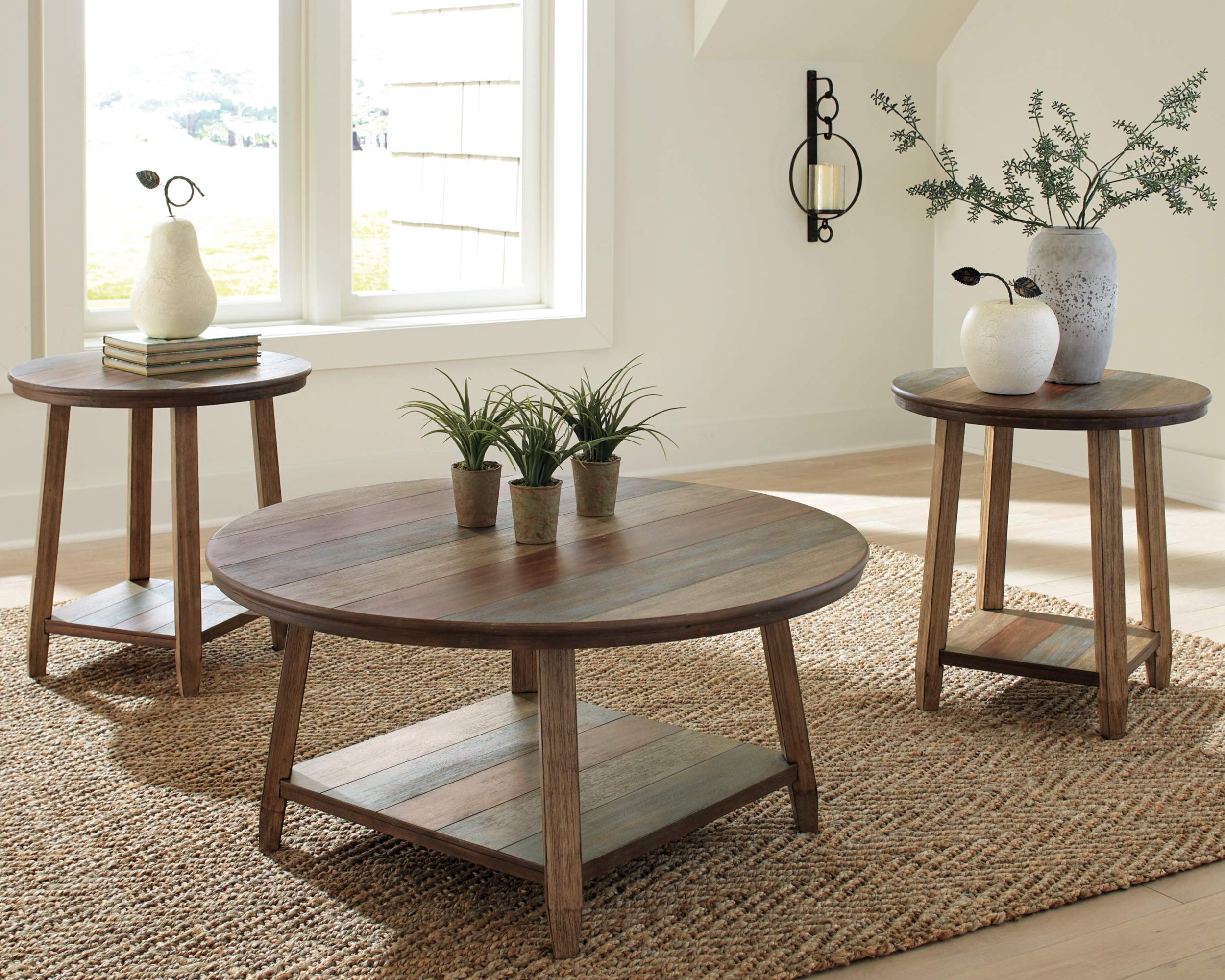 Raebecki 3-Piece Rustic Table Set, Includes Coffee Table and 2 End Tables