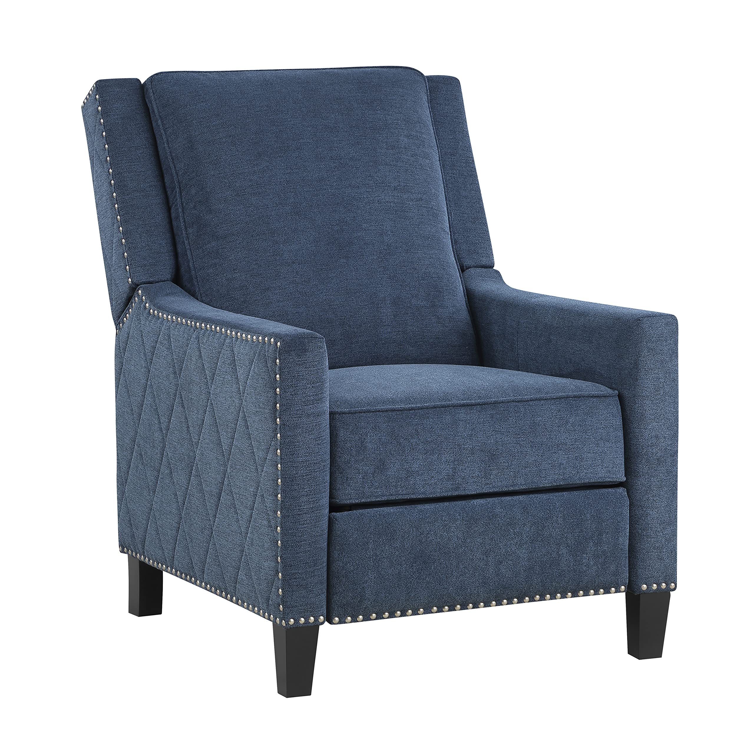 Fabric Push Back Reclining Chair, Navy Blue