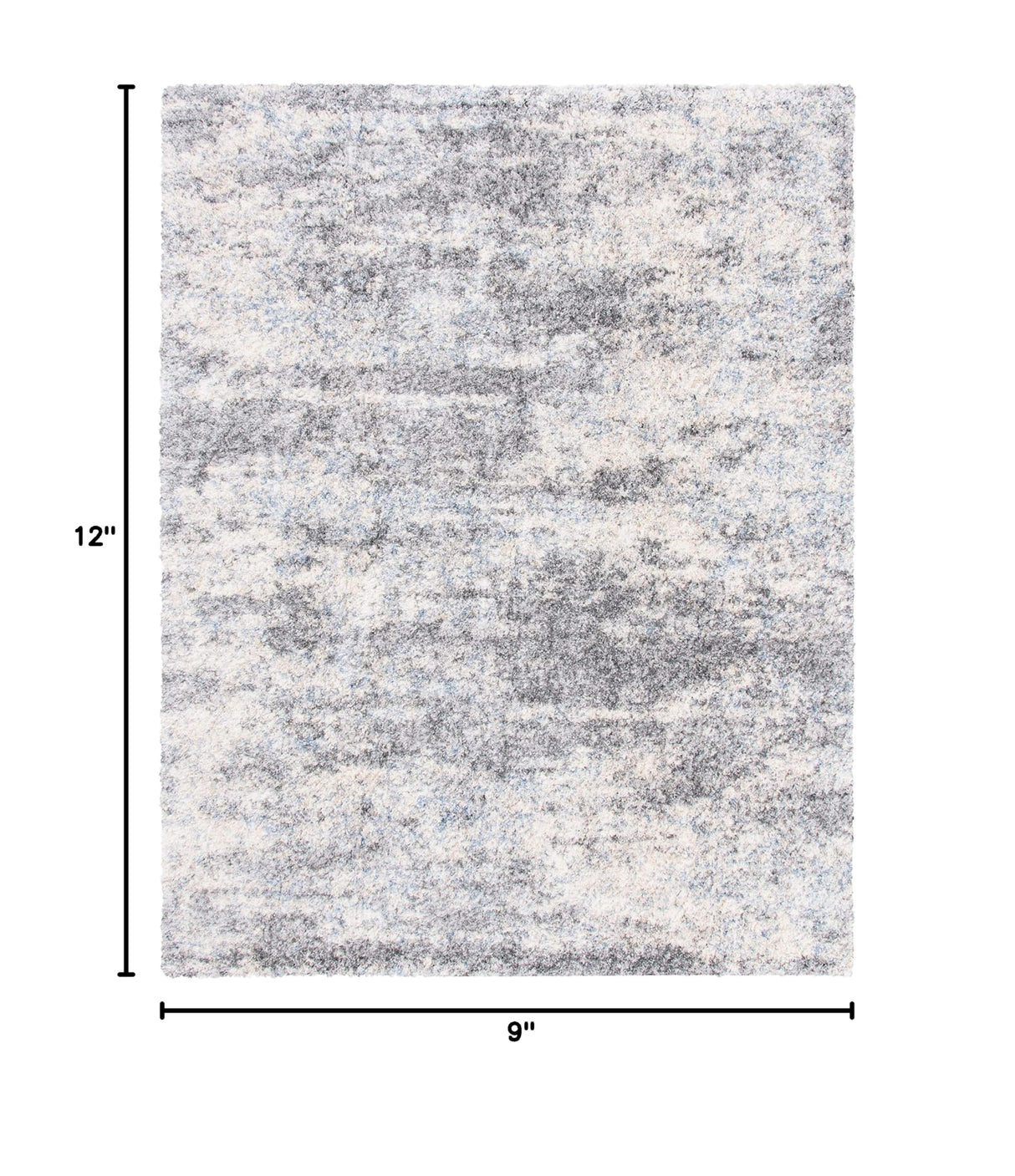 Berber Shag Area Rug 9' x 12' - Grey Blue & Cream Modern Abstract Design