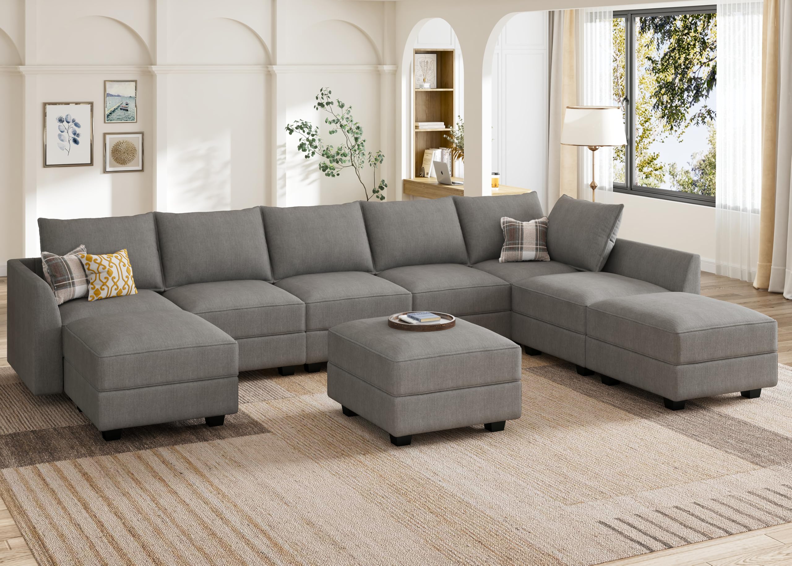 Oversized Modular Sectional Sofa with Storage Seats Reversible Sectional Couch