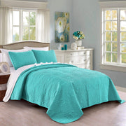 Quilt Set Full/Queen Size Aqua - Oversized Bedspread