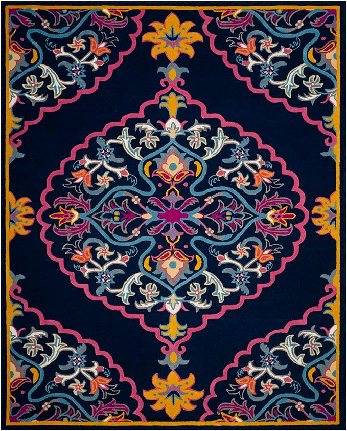 Bellagio Collection 8' x 10' Light Blue/Multi BLG605B Handmade Medallion Premium