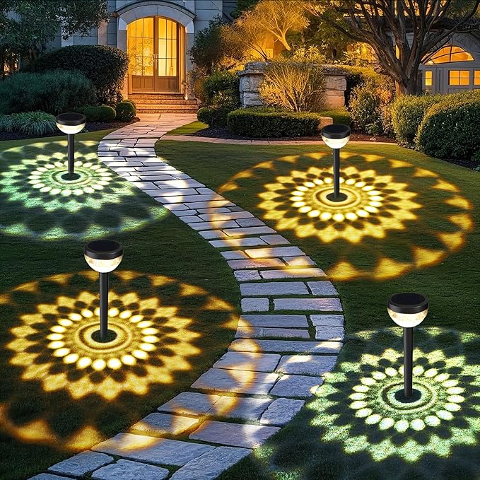 4 Pack Solar Pathway Lights with 2-in-1 Warm White and Cool White Light Modes