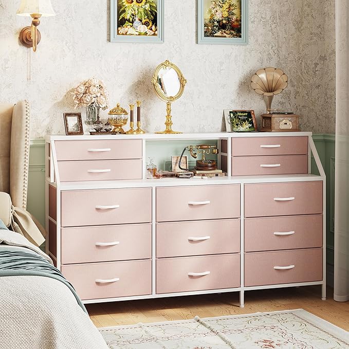 Inch Wide Dresser for Bedroom, Dressers & Chests of Drawers with 13 Fabric Drawers