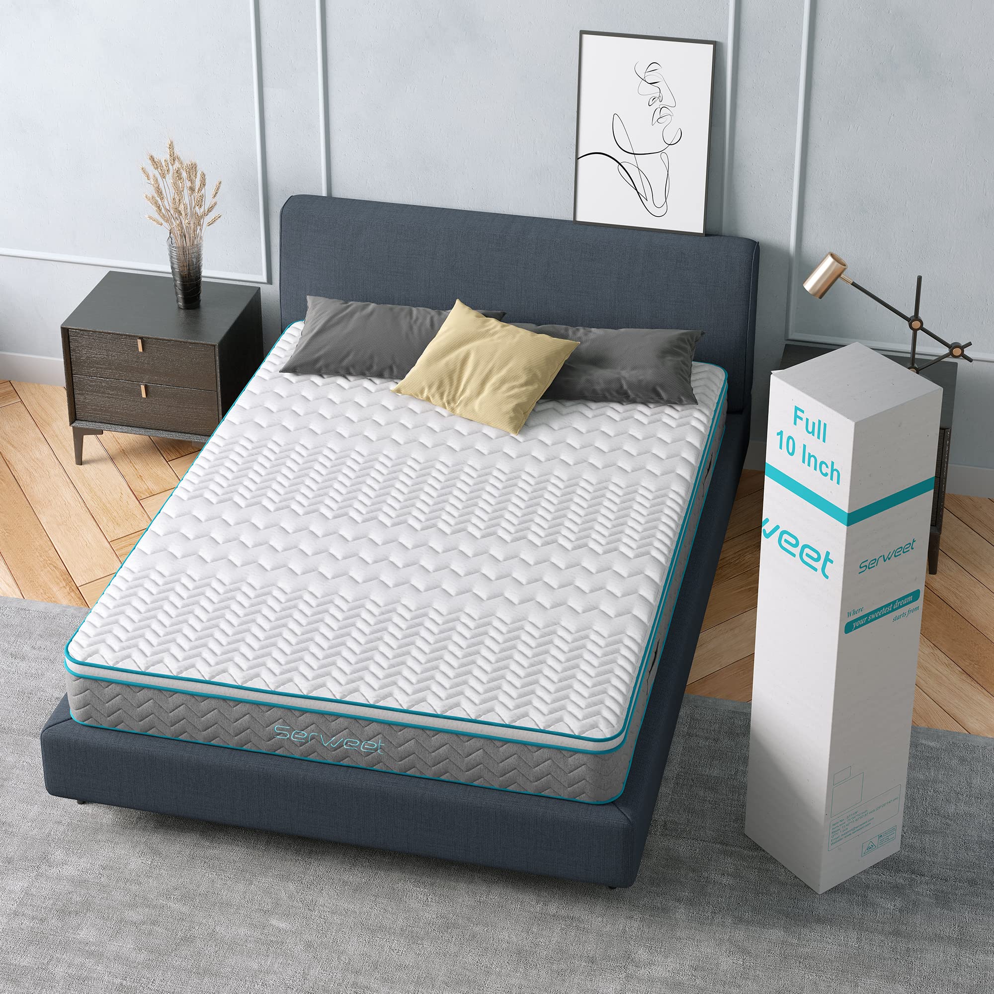 12 Inch Bamboo Charcoal Memory Foam Hybrid Queen Mattress