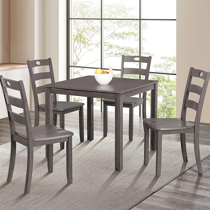 America Bravo Wood 5-Piece Counter Height Dining Room Set, Square Table