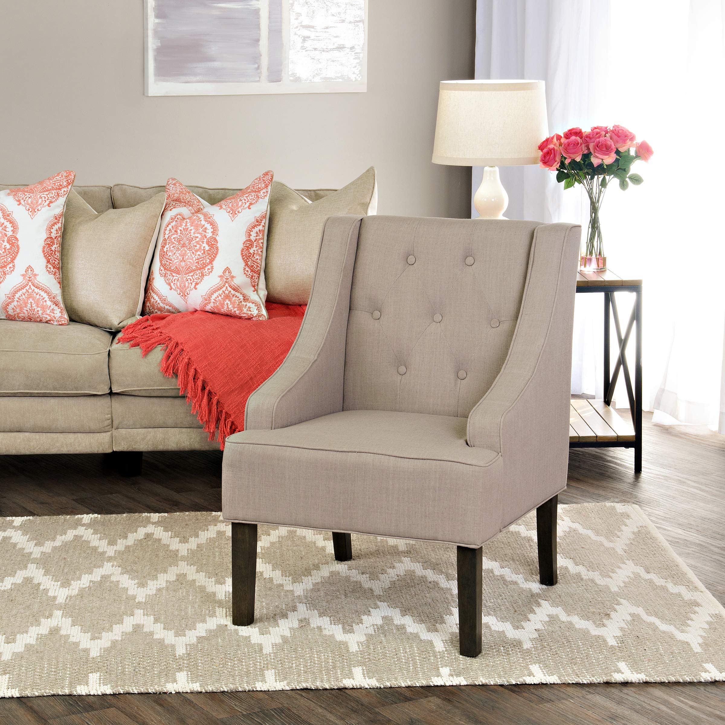 Home Decor | Upholstered Tufted Swoop Arm Accent Chair