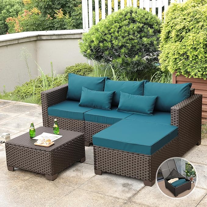 3 Pieces Patio Furniture Set Outdoor Sectional Wicker Patio Furniture Patio Couch