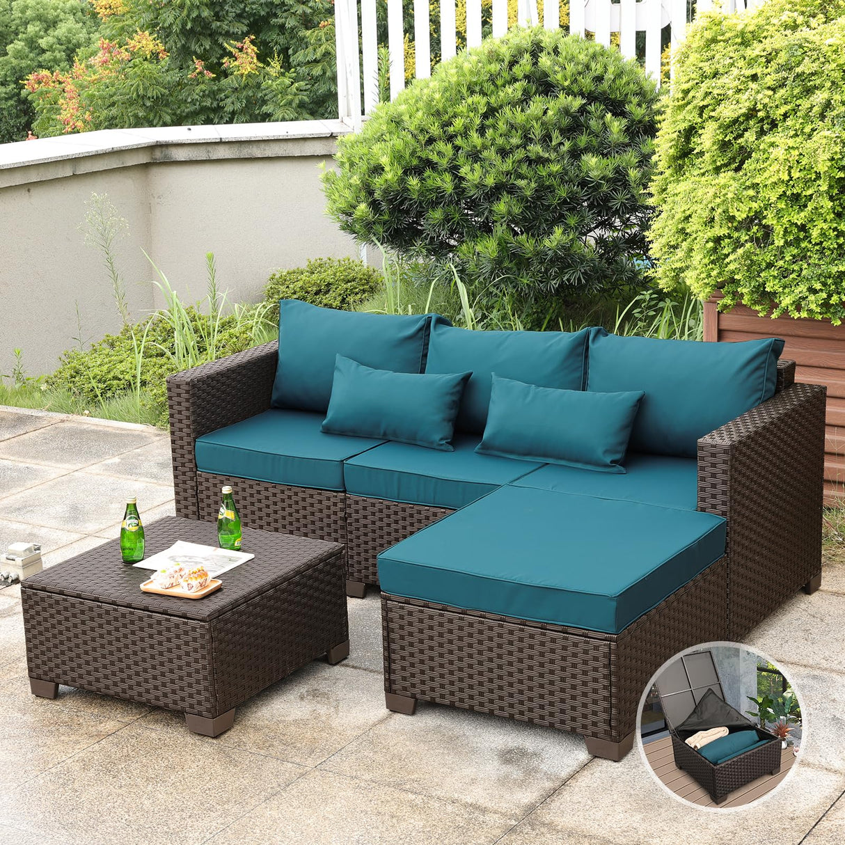 3 Pieces Patio Furniture Set Outdoor Sectional Wicker Patio Furniture Patio Couch