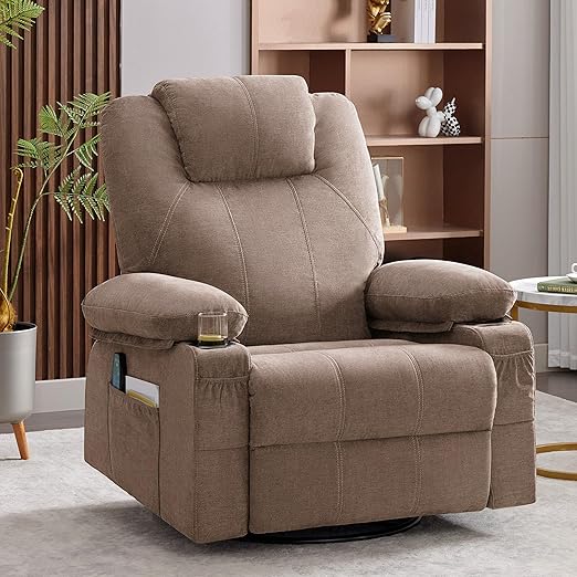 Weture Swivel Rocker Recliner Chair with Heat and Massage, 360° Swivel Rocking Recliner