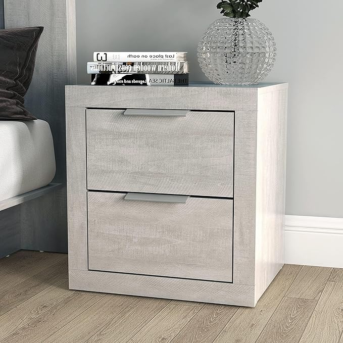 Harlowin Nightstand, Bed Side Table with Rustic Design Drawers