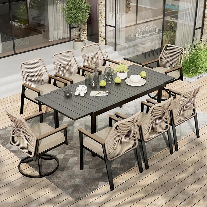 7 Pieces Patio Table and Chairs Set, Outdoor Dining Set for 7, Patio Dining Set