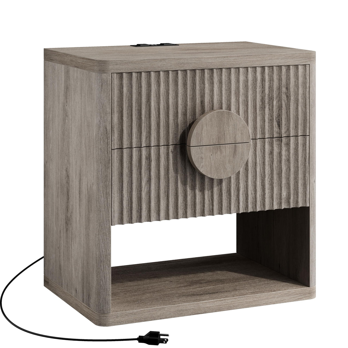 Night Stand with Charging Station, Side Table End Table with Drawers Storage