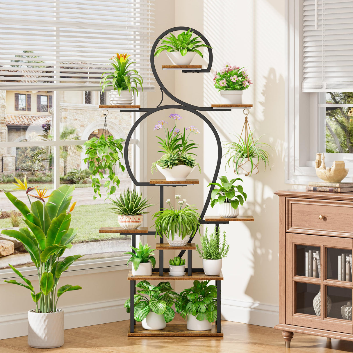 9-Tier 63" Plant Stand with Adjustable Grow Lights