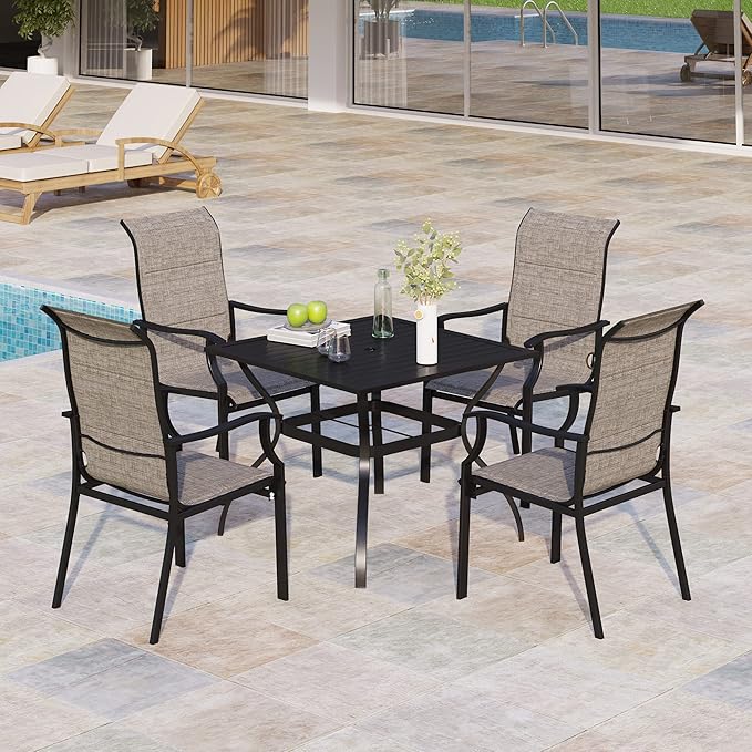 5 Pieces Patio Dining Set, 4 People Outdoor Furniture Set