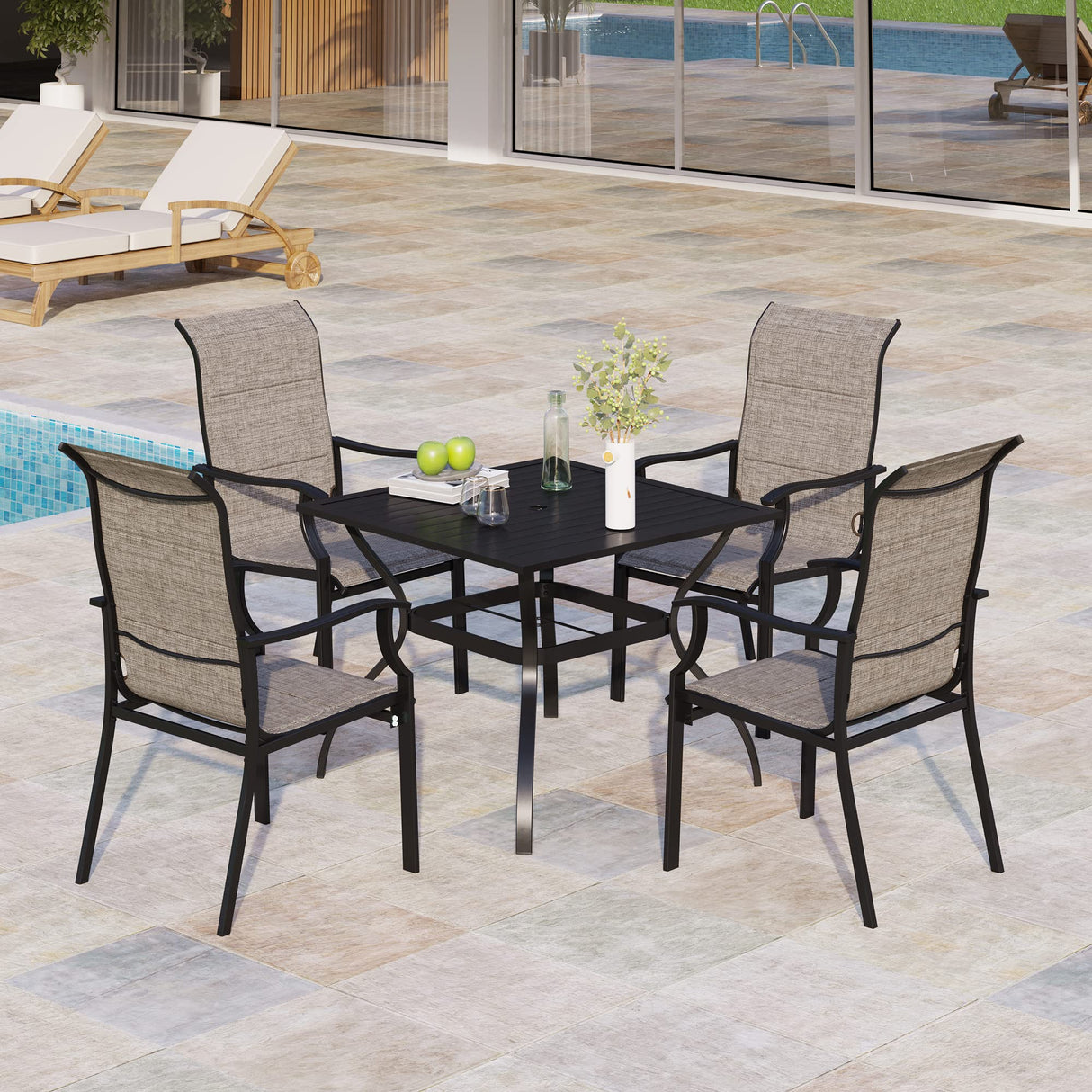 5 Pieces Patio Dining Set, 4 People Outdoor Furniture Set