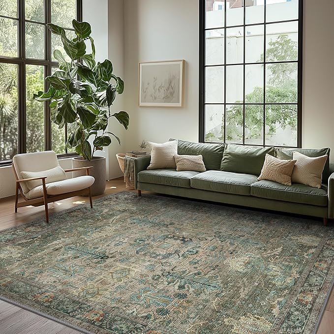 8x10 Area Rugs for Living Room, Machine Washable Rug Lightweight Low Pile