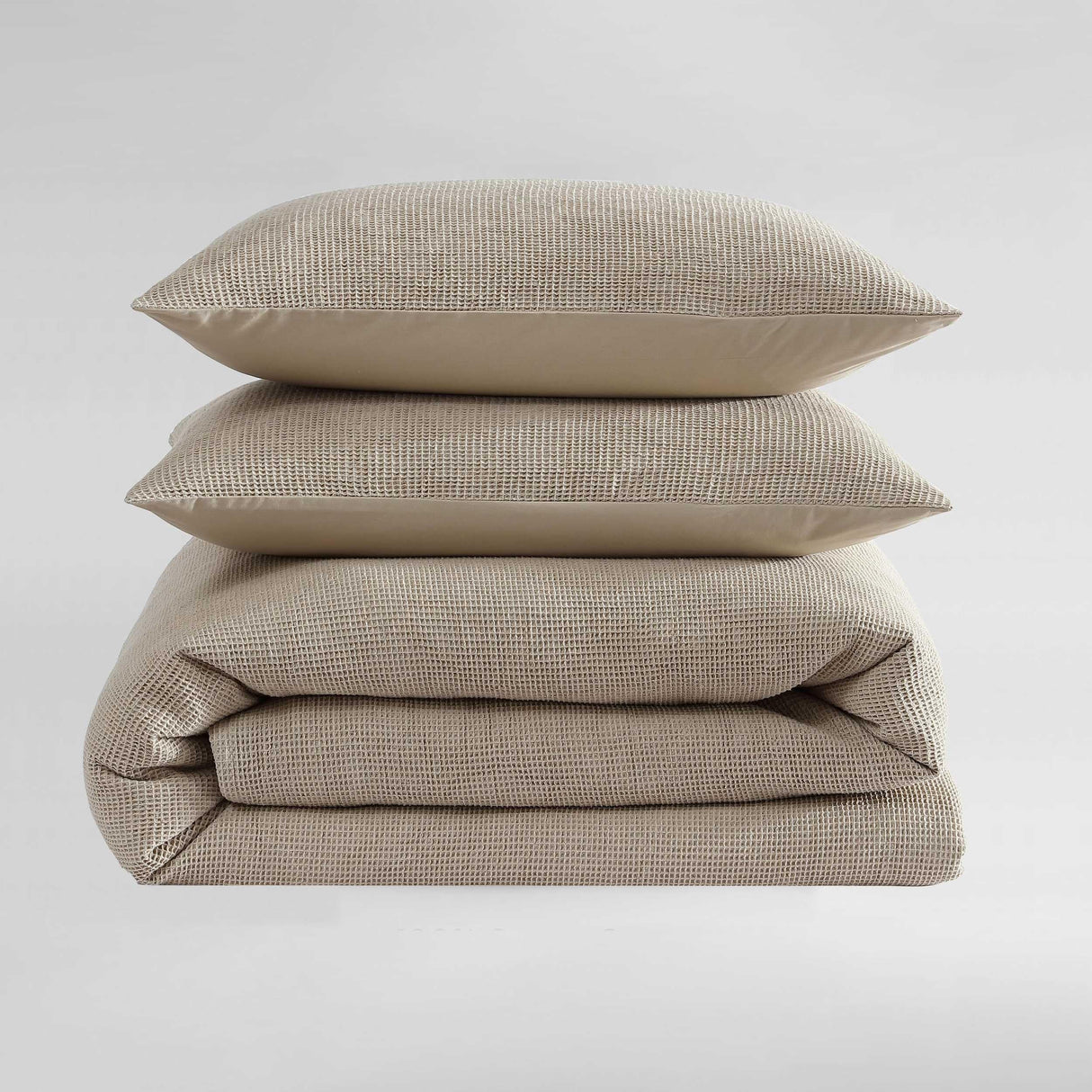Super Soft Bedding with Modern Microwaffle Design, Casual Bed Essentials, Oeko-Tex Certified (Microwaffle Beige, King)