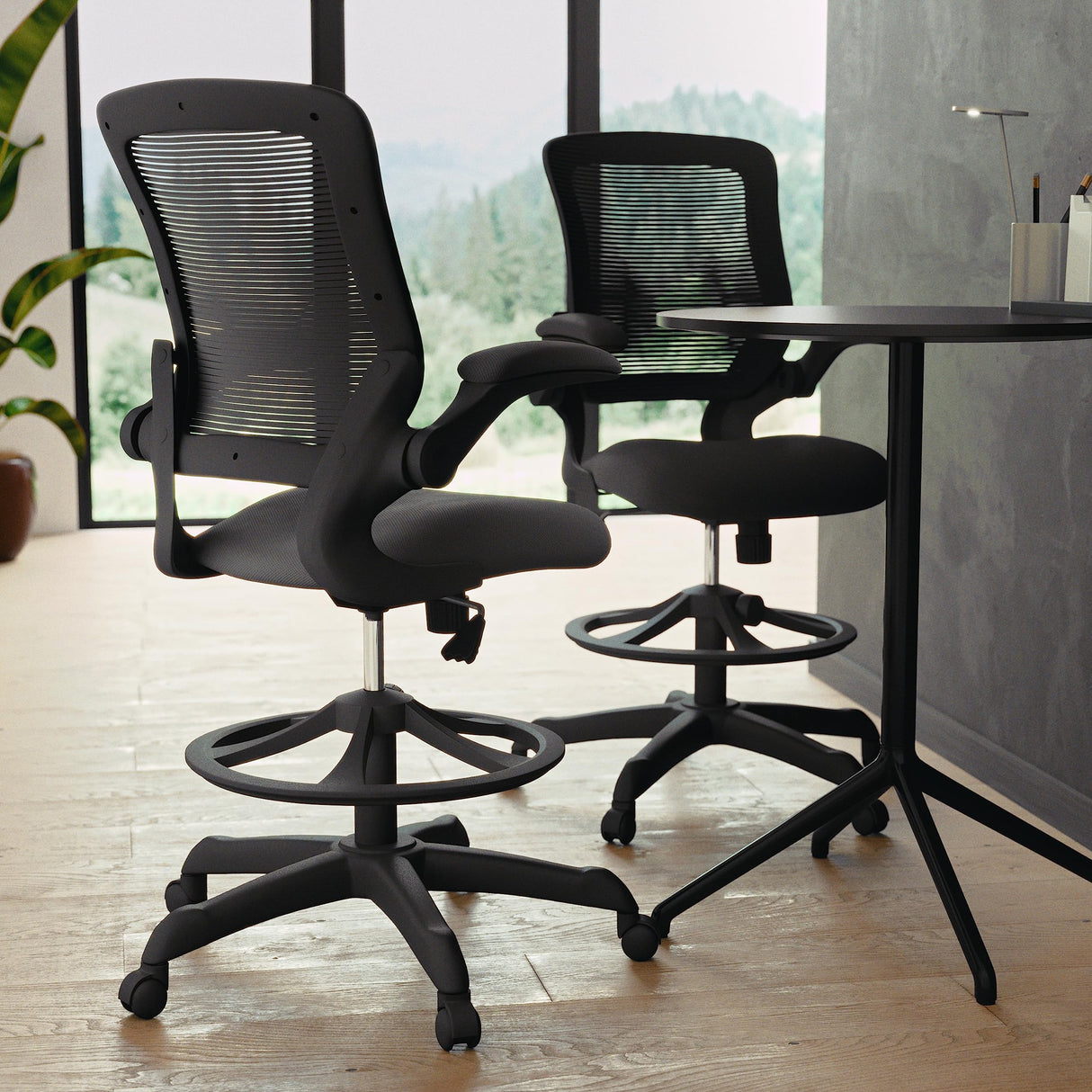 Back Swivel Office Chair with Adjustable Foot Ring, Lumbar Support, and Seat Height,