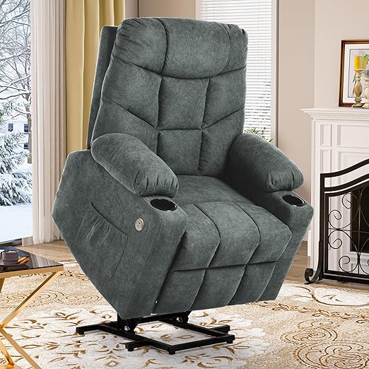 LiftEase Power Lift Recliner Chair with Massage, Heat, USB & Cup Holders