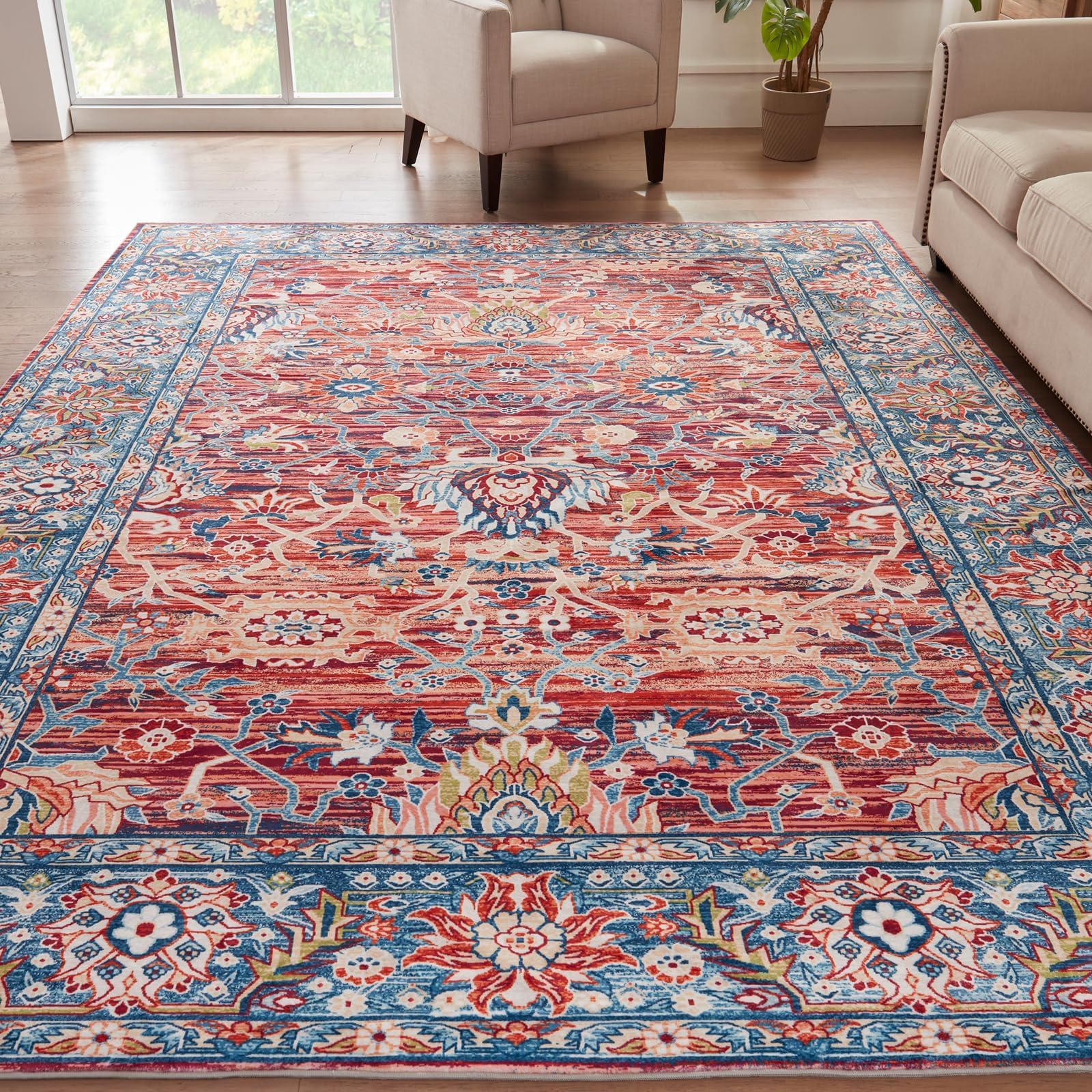 8x10 Area Rugs Washable Living Room Rug Colorful Boho Area Rug Non