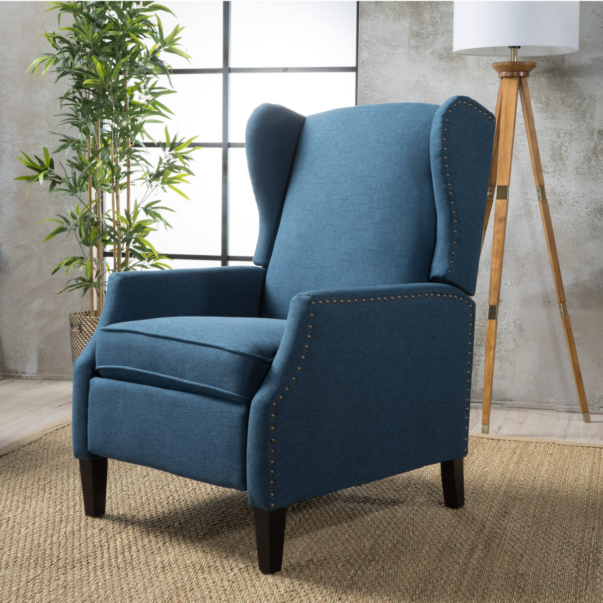Christopher Knight Home Wescott Traditional Fabric Recliner, Navy Blue