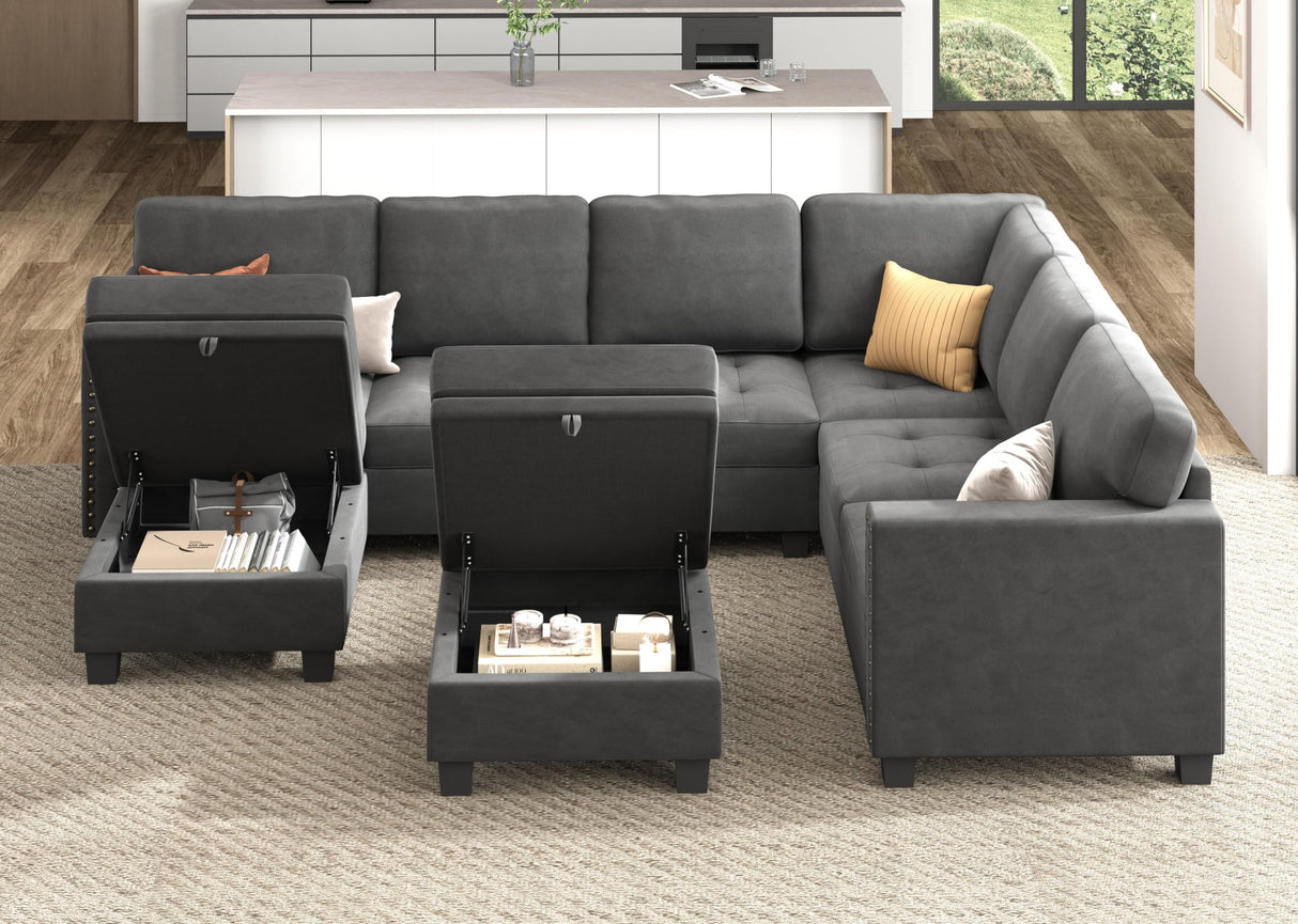 Velvet Modular Sectional Sofa, L Shaped Sofa Couch with Storage